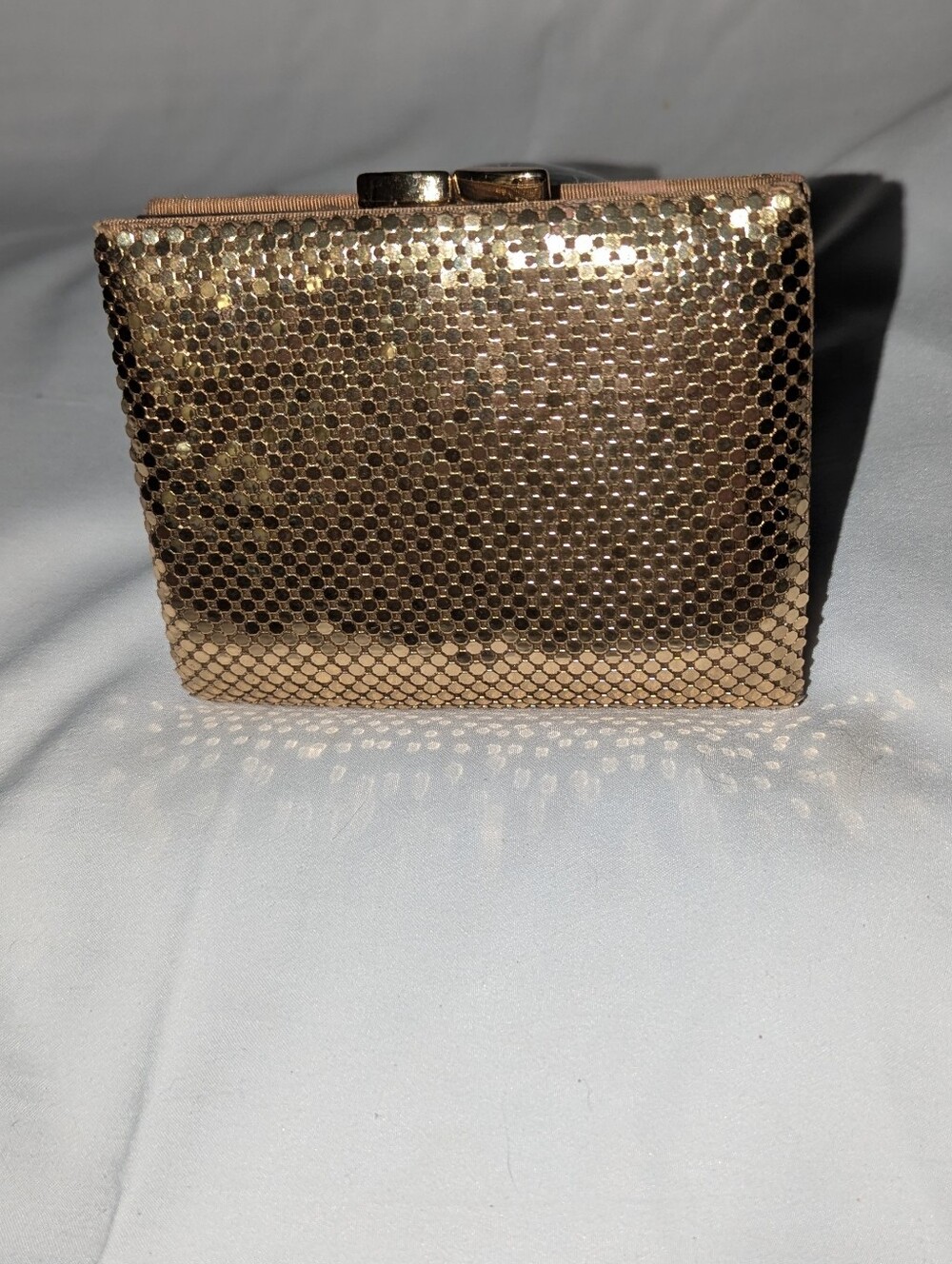Whiting & Davis Gold Mesh Bifold Coin Purse Wallet
